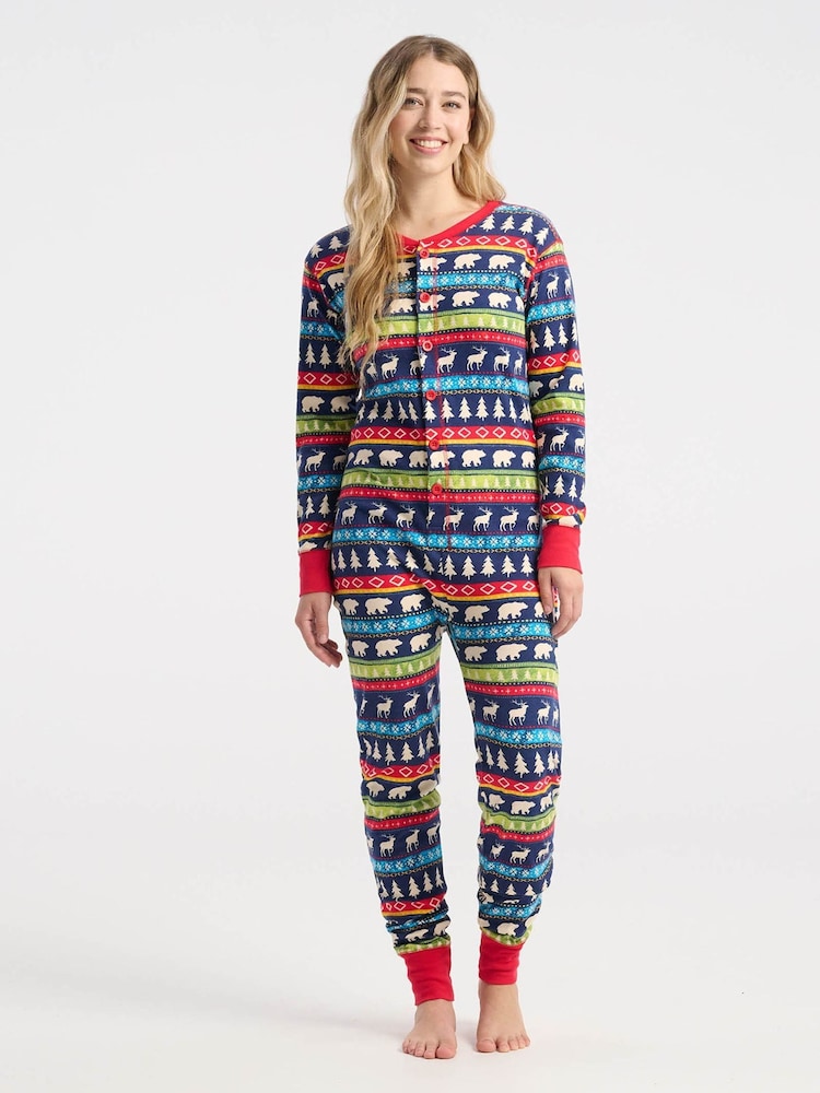 Hatley Fairisle Pattern 100% Cotton Adult Union Suit - Image 2 of 4