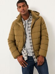 Verde oliva - FatFace Hooded Puffer Jacket - Imagem 1 de 6