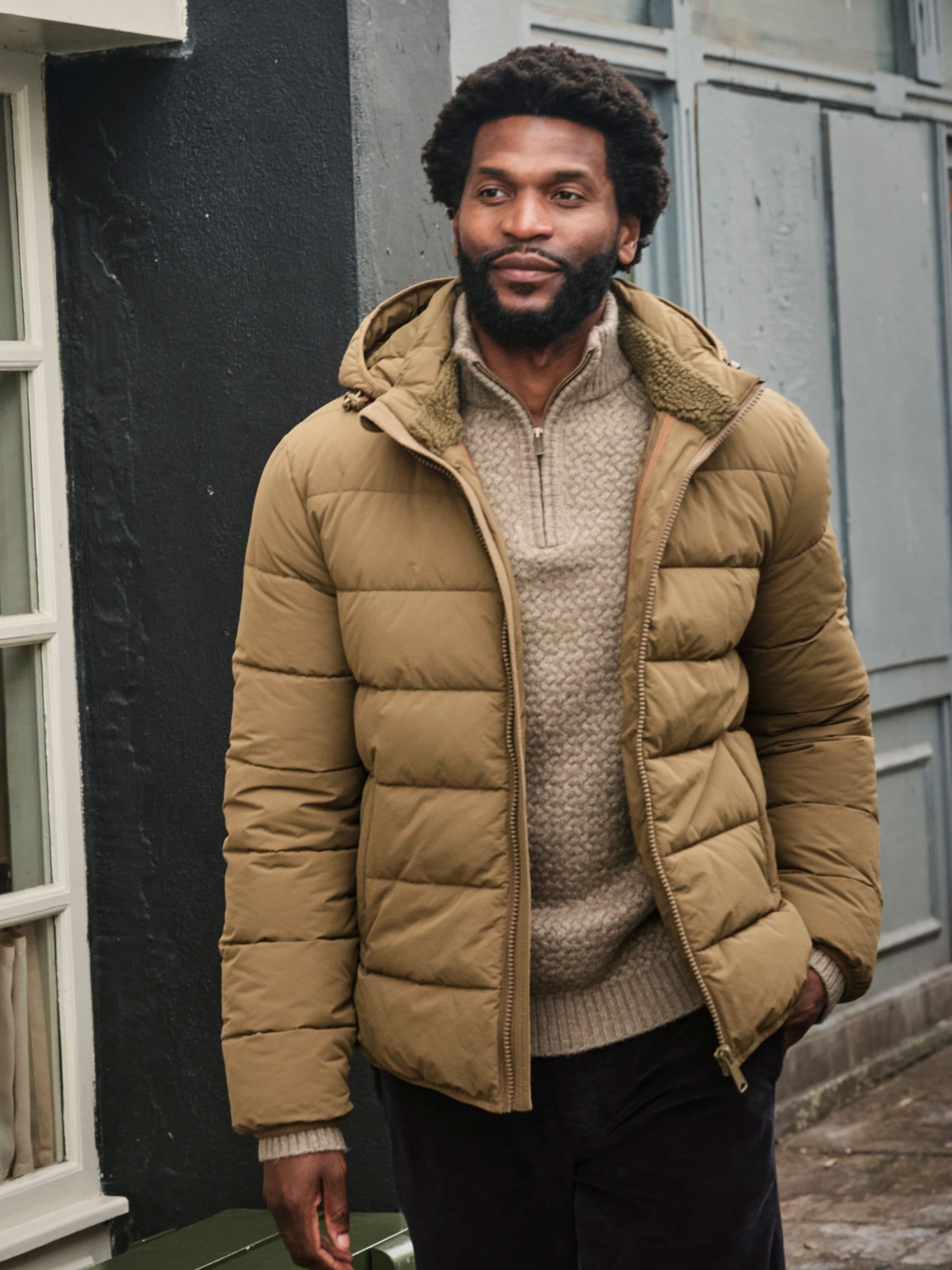 Fat Face Men's Olive Green Fatface Winkworth Hooded Puffer Jacket