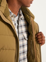 Verde oliva - FatFace Hooded Puffer Jacket - Imagem 3 de 6