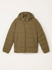 Verde oliva - FatFace Hooded Puffer Jacket - Imagem 6 de 6