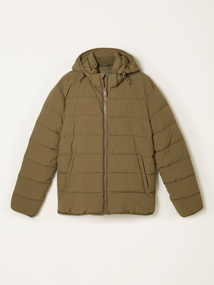 Verde oliva - FatFace Hooded Puffer Jacket - Imagem 6 de 6