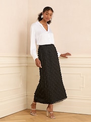 Love & Roses Black Petite 3D Floral Midi Skirt - Image 3 of 4