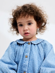 Denim Ditsy Print 100% Cotton Shirt Dress (3mths-8yrs) - Image 4 of 6