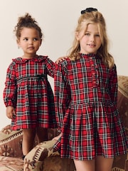 Red Check Long Sleeve Collar Dress (3mths-8yrs) - Image 3 of 11