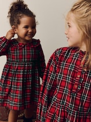 Red Check Long Sleeve Collar Dress (3mths-8yrs) - Image 4 of 11