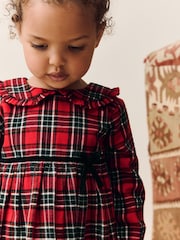 Red Check Long Sleeve Collar Dress (3mths-8yrs) - Image 5 of 11