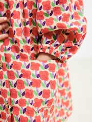 Red Flower Button Up Long Sleeve Dress (3mths-8yrs) - Image 4 of 6