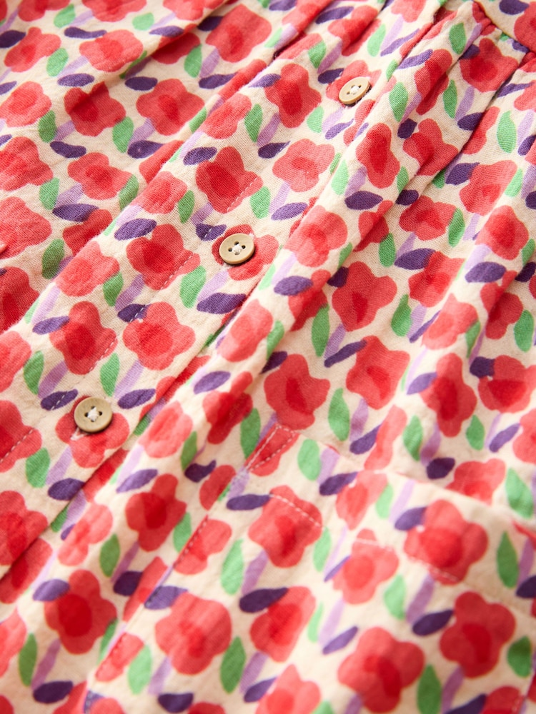 Red Flower Button Up Long Sleeve Dress (3mths-8yrs) - Image 6 of 6