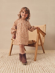 Ochre Yellow Gingham Cotton Dress (3mths-8yrs) - Image 1 of 8