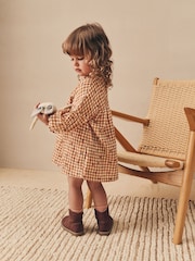 Ochre Yellow Gingham Cotton Dress (3mths-8yrs) - Image 2 of 8