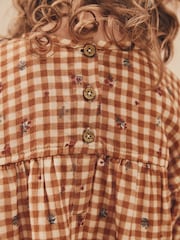 Ochre Yellow Gingham Cotton Dress (3mths-8yrs) - Image 4 of 8