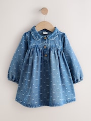 Denim con lazo - Vestido de manga larga con cuello (3 meses-8 años) - Imagen 1 de 4
