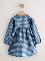 Denim Check Embroidered - Vestido de manga larga con cuello (3 meses-8 años) - Imagen 2 de 4