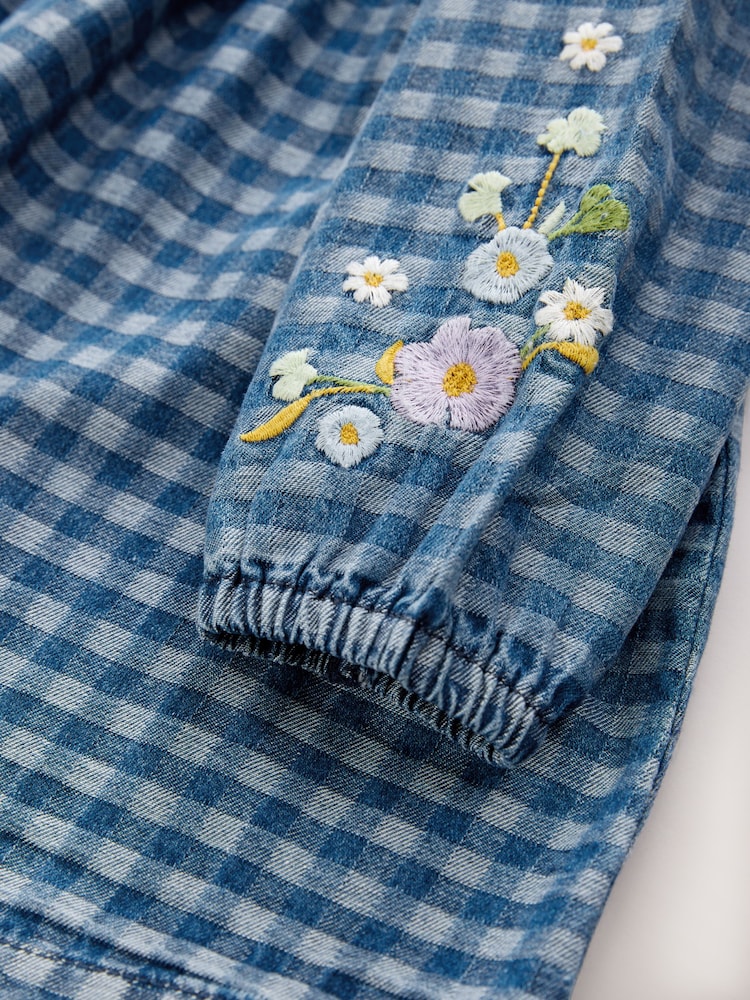 Denim Check Embroidered - Vestido de manga larga con cuello (3 meses-8 años) - Imagen 4 de 4