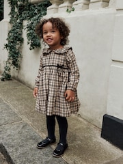 Neutral Check Long Sleeve Collar Dress (3mths-8yrs) - Image 1 of 16