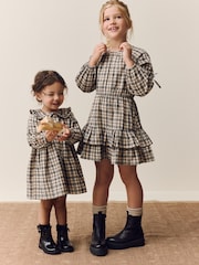 Neutral Check Long Sleeve Collar Dress (3mths-8yrs) - Image 10 of 16