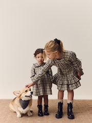 Neutral Check Long Sleeve Collar Dress (3mths-8yrs) - Image 11 of 16