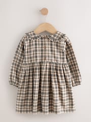 Neutral Check Long Sleeve Collar Dress (3mths-8yrs) - Image 13 of 16