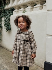 Neutral Check Long Sleeve Collar Dress (3mths-8yrs) - Image 2 of 16