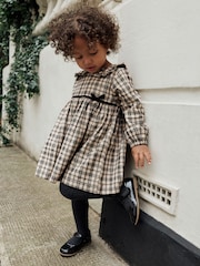 Neutral Check Long Sleeve Collar Dress (3mths-8yrs) - Image 6 of 16