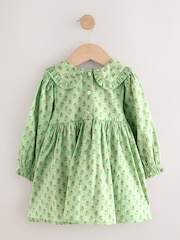 Green Printed Collar Long Sleeve Dress (3mths-8yrs) - Image 6 of 9