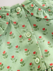 Green Printed Collar Long Sleeve Dress (3mths-8yrs) - Image 9 of 9