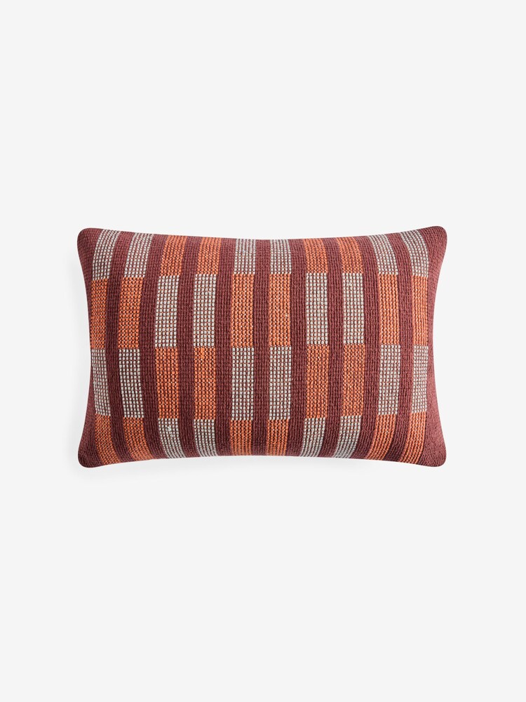 MADE.COM Burgundy Blake Woven Stripe Cushion - Image 3 of 3