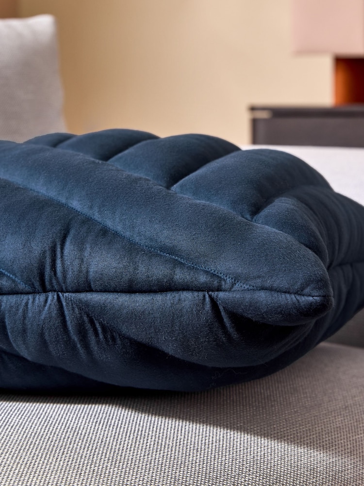 MADE.COM Navy Lonny Quilted Jersey Cushion - Image 2 of 4