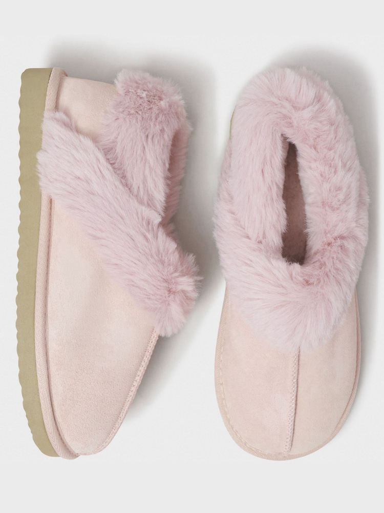 Crew Clothing Pink Suede Slippers - Image 2 of 3