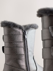 Pewter Grey Wide Fit (G) Faux Fur Lined Buckle Boots - Image 4 of 6
