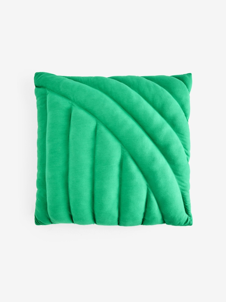 MADE.COM Green Lonny Quilted Jersey Cushion - Image 1 of 3