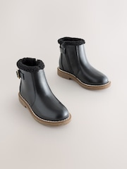 Schwarz - Leather Warm Lined Ankle Boots - Bild 1 von 6