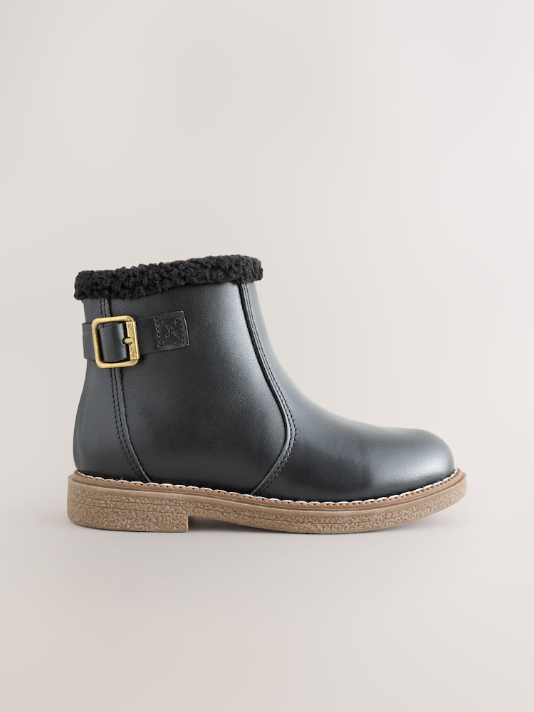 Schwarz - Leather Warm Lined Ankle Boots - Bild 2 von 6
