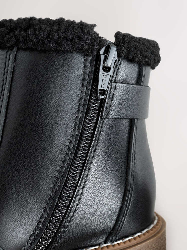 Schwarz - Leather Warm Lined Ankle Boots - Bild 6 von 6