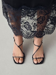 Black Skinny Signature Premium Leather Strappy Heels - Image 1 of 5