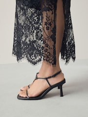 Black Skinny Signature Premium Leather Strappy Heels - Image 2 of 5