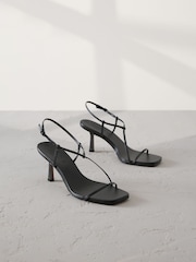 Negro - Tacones de tiras de cuero minimalistas Signature Premium - Imagen 6 de 10