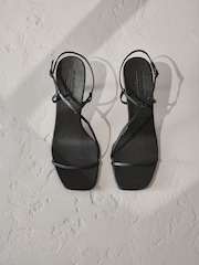 Negro - Tacones de tiras de cuero minimalistas Signature Premium - Imagen 7 de 10
