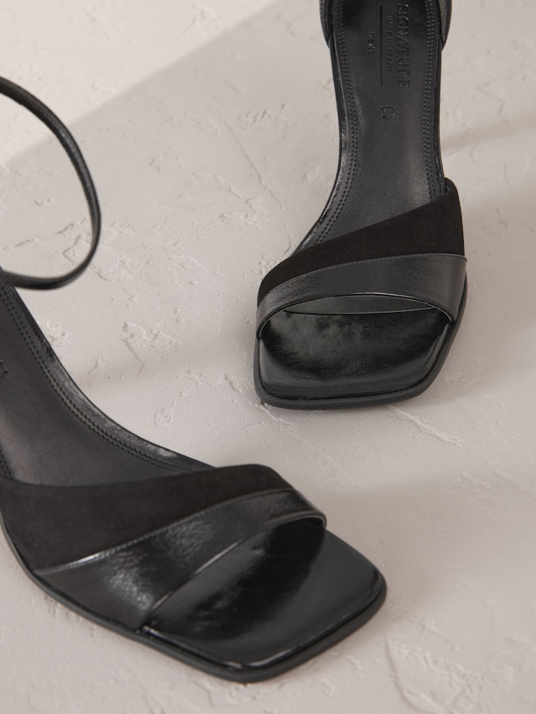 Negro - Signature Premium Leather/Suede Square Toe Heeled Sandals - Imagen 7 de 7 Negro - Signature Premium Leather/Suede Square Toe Heeled Sandals - Imagen 7 de 7