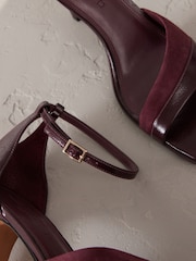 Berry Red Signature Premium Leather/Suede Square Toe Heeled Sandals - Image 7 of 7