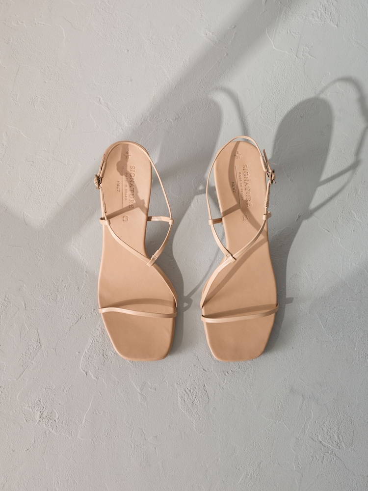 Camel Skinny Signature Premium Leather Strappy Heels - Image 1 of 6