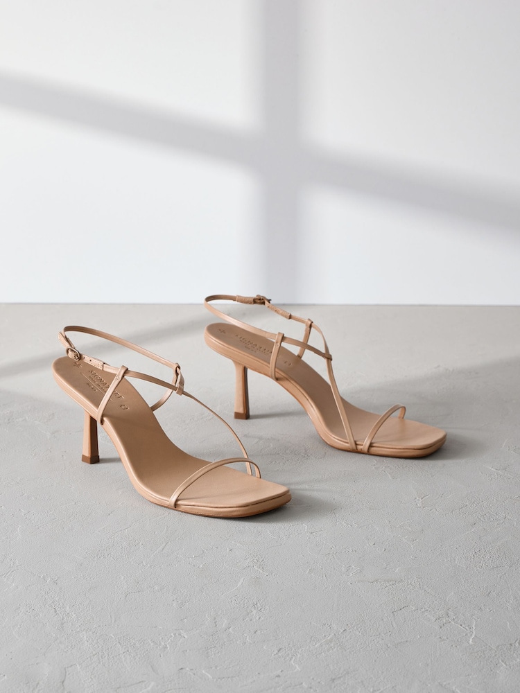 Camel Skinny Signature Premium Leather Strappy Heels - Image 2 of 6