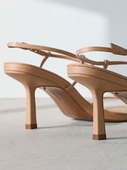 Camel Skinny Signature Premium Leather Strappy Heels - Image 4 of 6