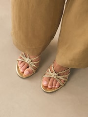 Gold Forever Comfort® Plaited Round Toe Strappy Heeled Sandals - Image 4 of 8