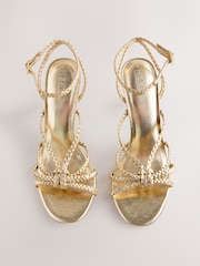 Gold Forever Comfort® Plaited Round Toe Strappy Heeled Sandals - Image 5 of 8