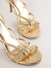 Gold Forever Comfort® Plaited Round Toe Strappy Heeled Sandals - Image 6 of 8