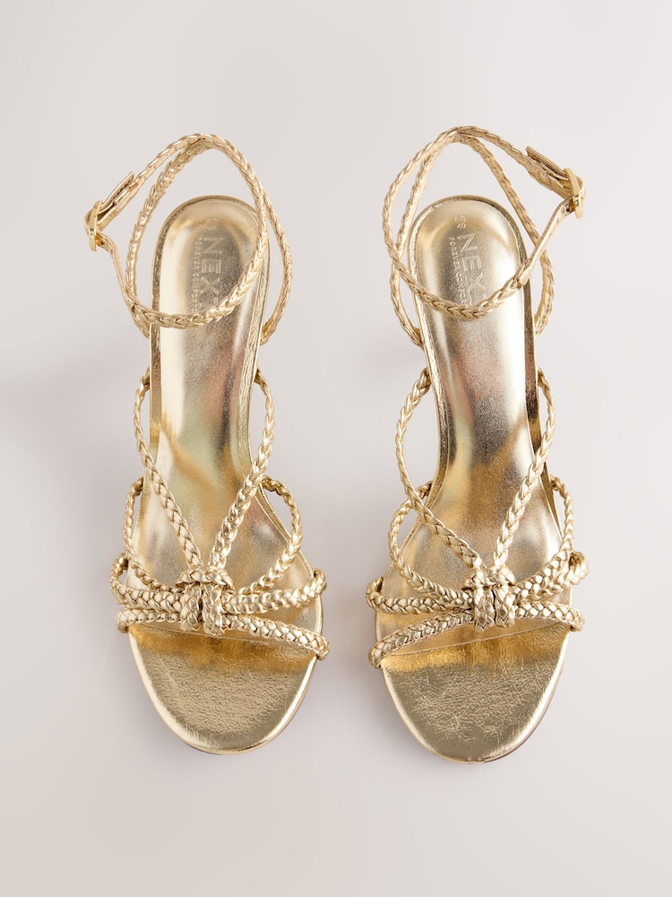 valentino ヒール 編み込み Next 日本 ゴールド - 編み込みストラップ 
