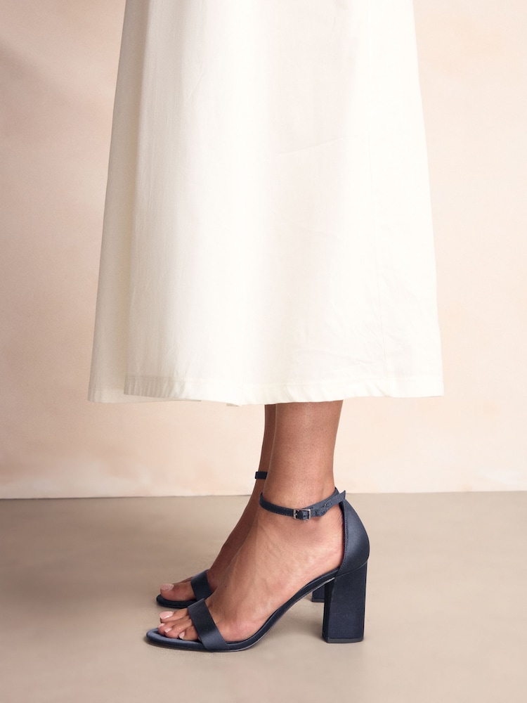 Navy Standard/Wide Fit Forever Comfort® Block Heel Sandals - Image 1 of 9