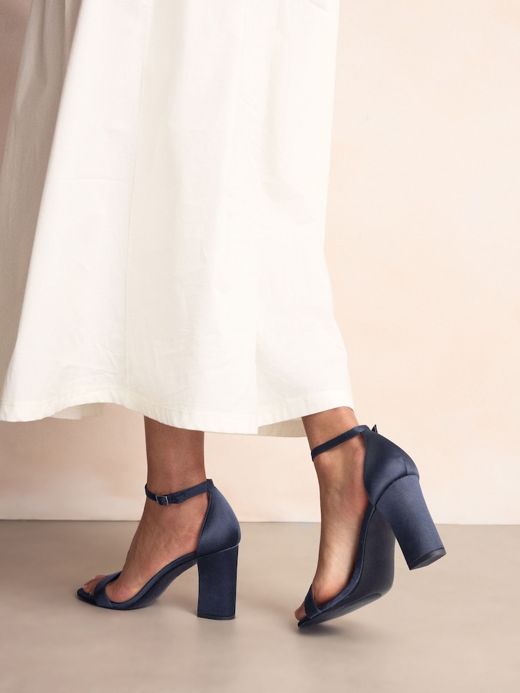 Navy Standard/Wide Fit Forever Comfort® Block Heel Sandals - Image 2 of 9